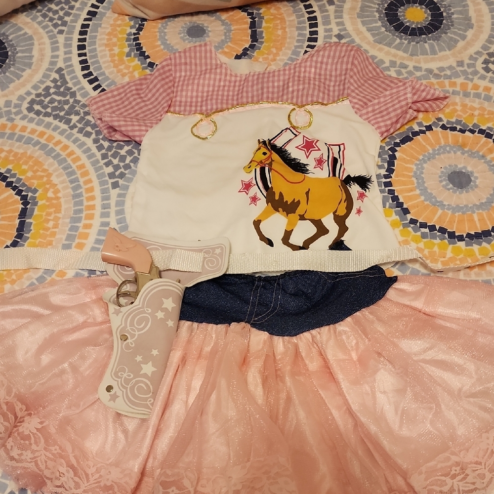 Pink and White Horse-Themed Kids Costume Set For  3- 4Yr Small